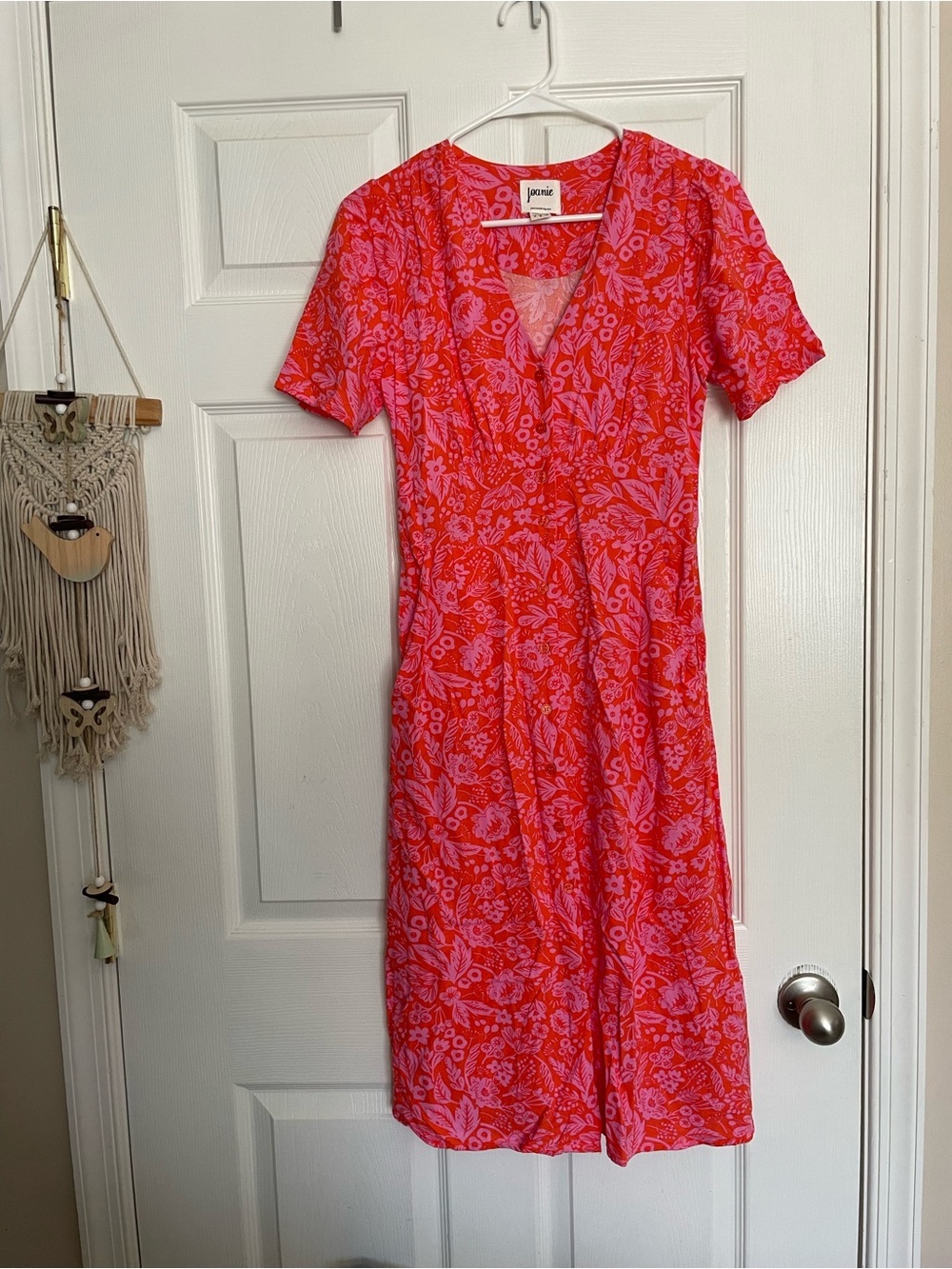 Joanie Women’s size 4 Pink-Orange Floral Summer Midi Dress